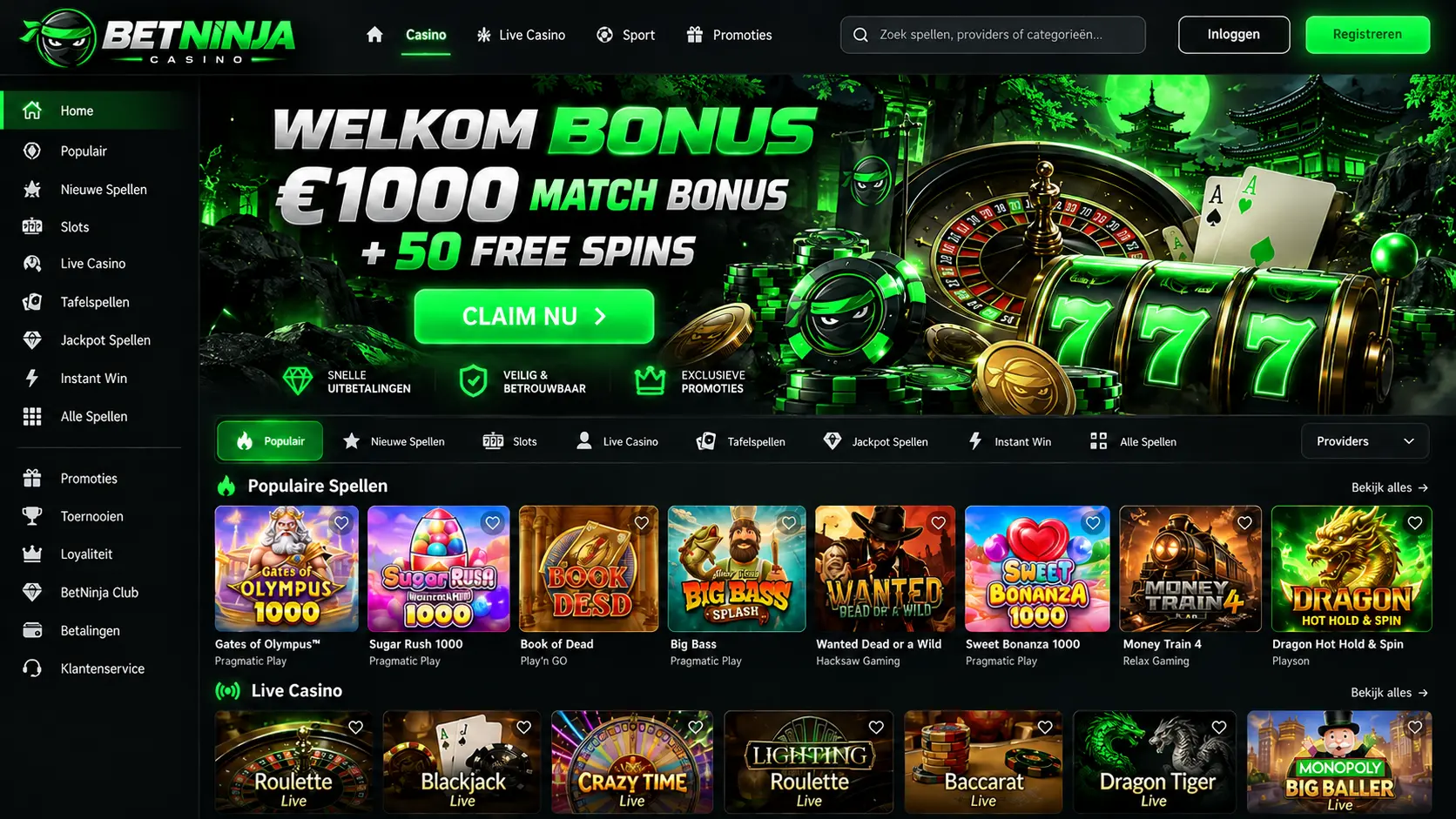 Betninja Casino Gids Nederland: Spelaanbod, Live Tafels en Betalen image 1