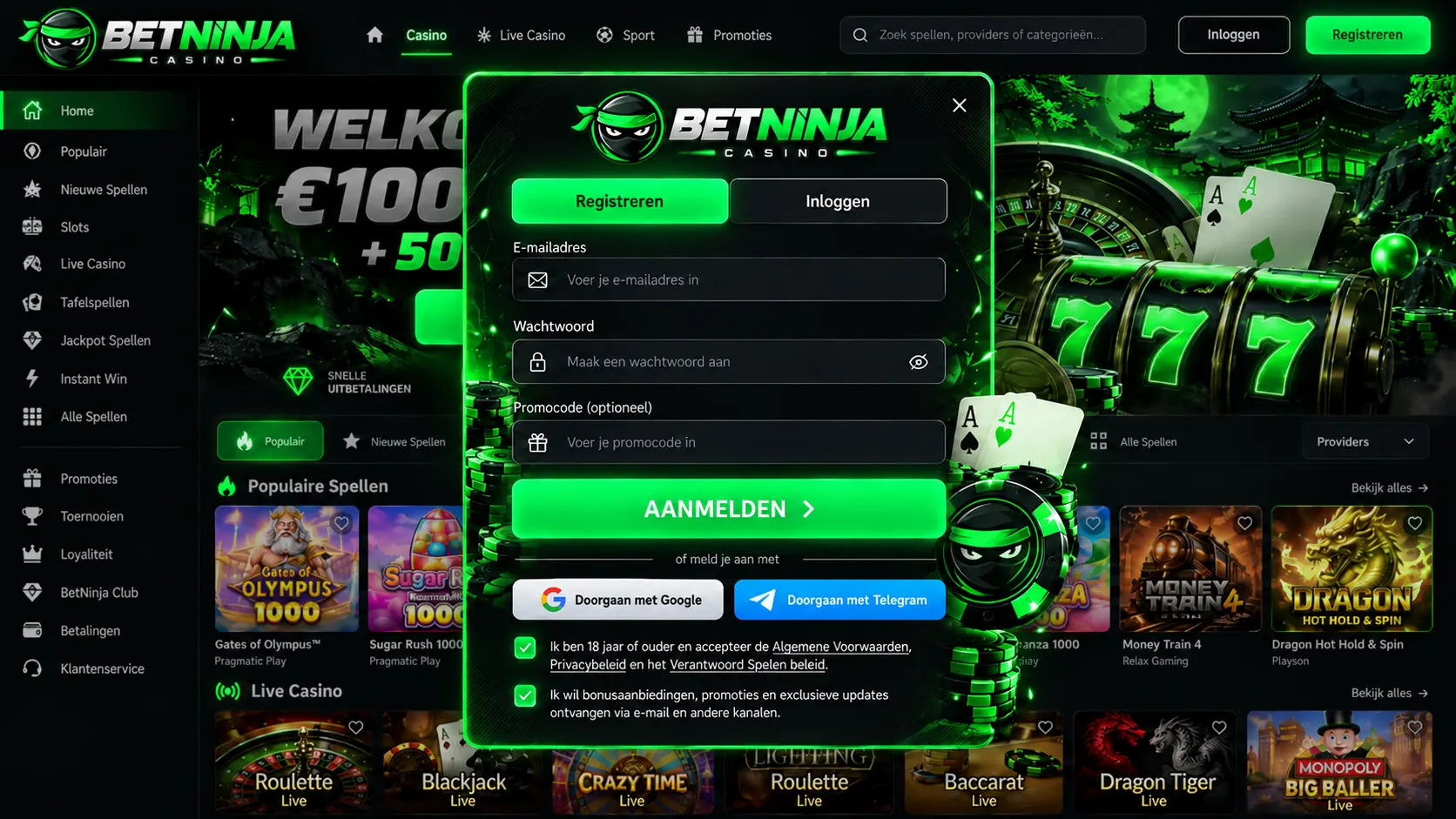 Betninja Casino Gids Nederland: Spelaanbod, Live Tafels en Betalen image 2